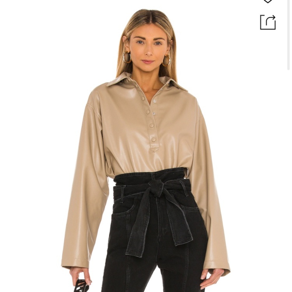 Leather quarter button up shacket